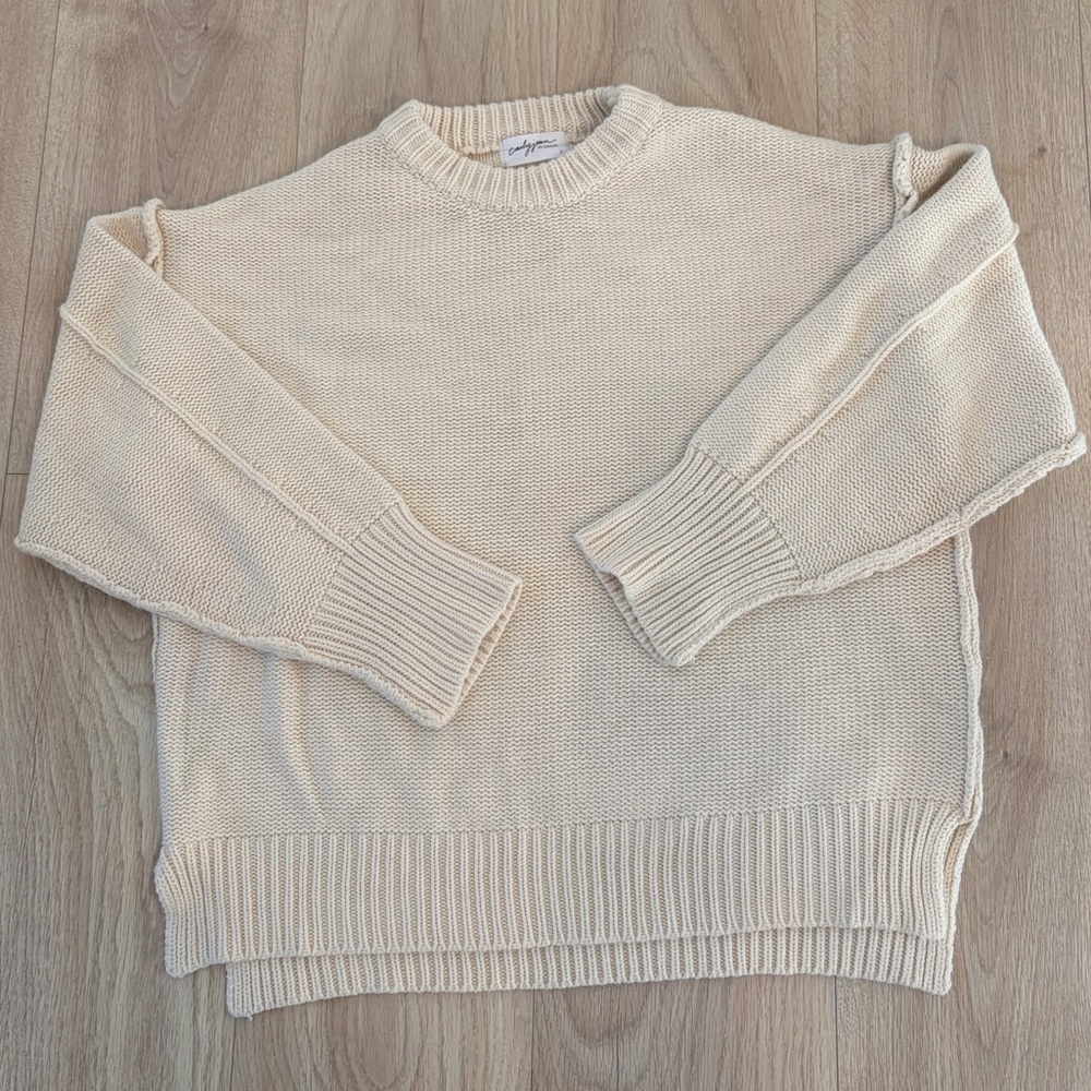 Carly Jean Cream Crewneck Sweater
